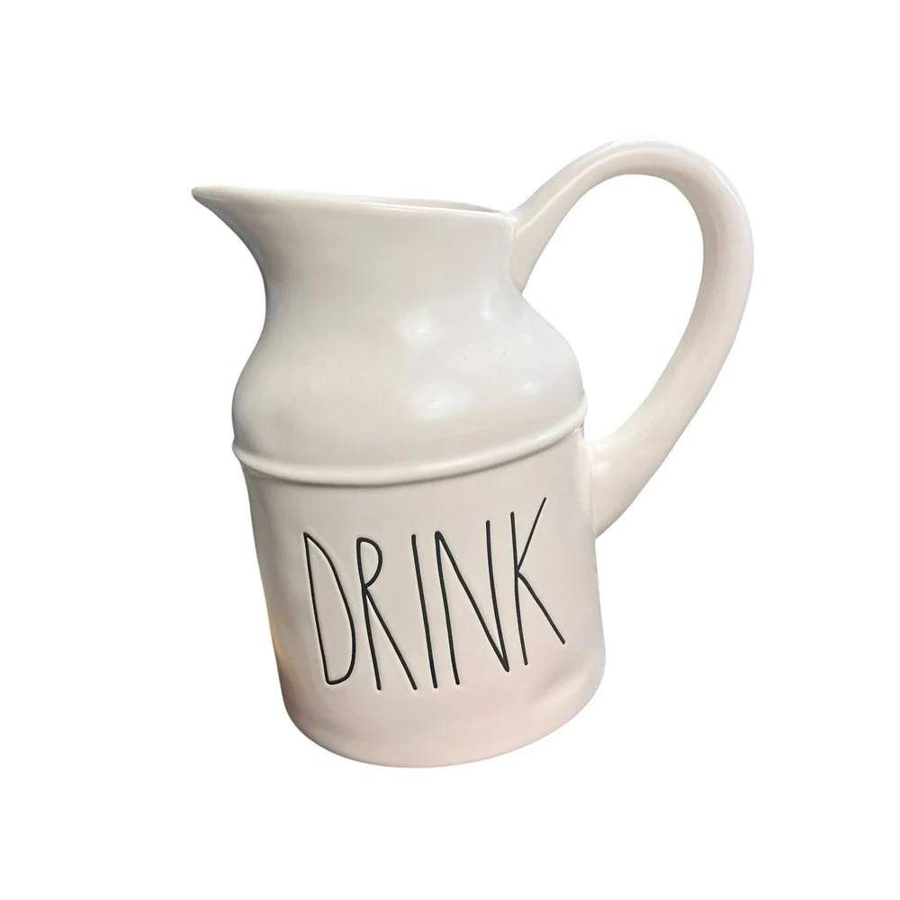 Rae Dunn DRINK Ceramic Pitcher Artisan Collection by Magenta Farmhouse 8.5